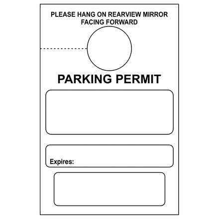 4 <span class='fraction'>3/4</span>" x 3 <span class='fraction'>1/8</span>", Parking Permit Tag